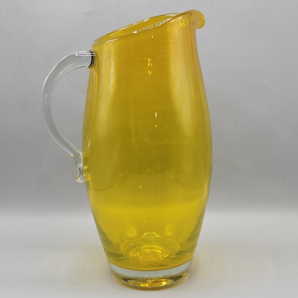 Vintage Blenko 5926-L Jonquil Pitcher Wayne Husted 1959 Sandblasted 13"